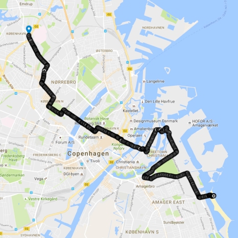 binaural bike path through Copenhagen, graphic editing: Eduardo Abrantes